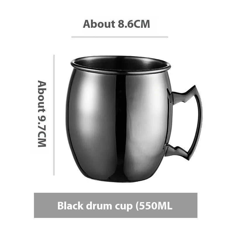 Stainless steel Moscow Mule cup with copper-plated finish in silver, gold, rose gold or black colour options