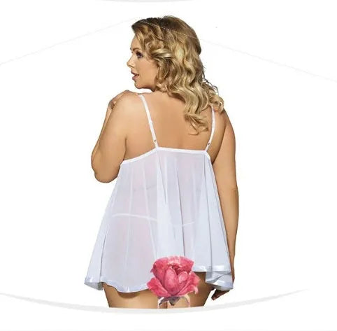 Women's 6XL lace and mesh sling dress lingerie in purple colour