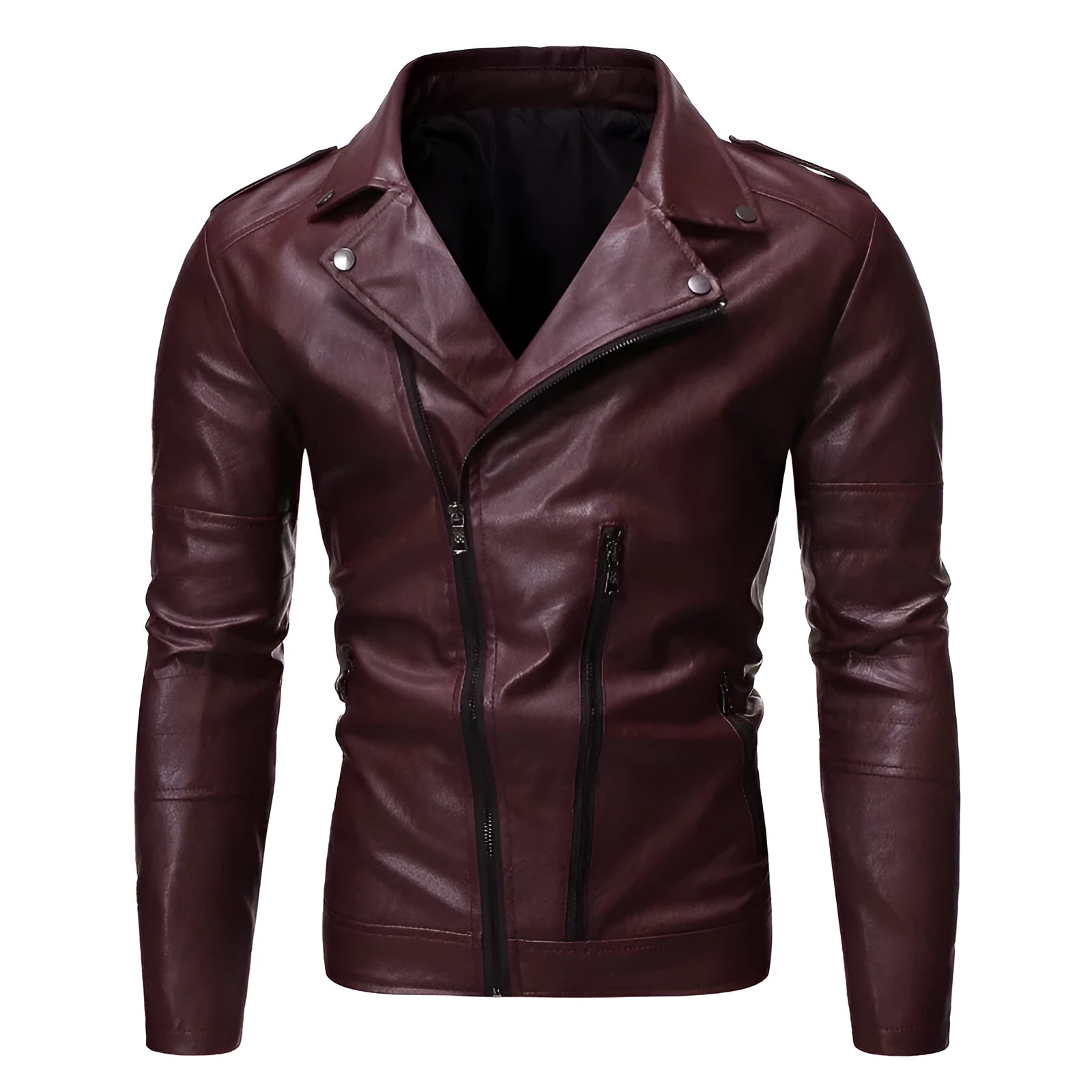 Loose fit pigskin leather motorcycle jacket with zipper front in khaki colour, available in sizes M to 4XL