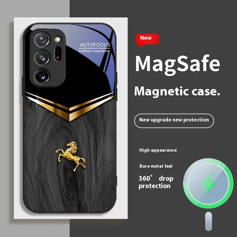 Black metal phone case with magnetic ring for Samsung Galaxy S23 Ultra showing back with sprayed finish
