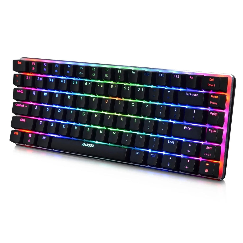 Black AK33 RGB mechanical gaming keyboard with 82 keys, wired USB connection, and seven-colour backlight.