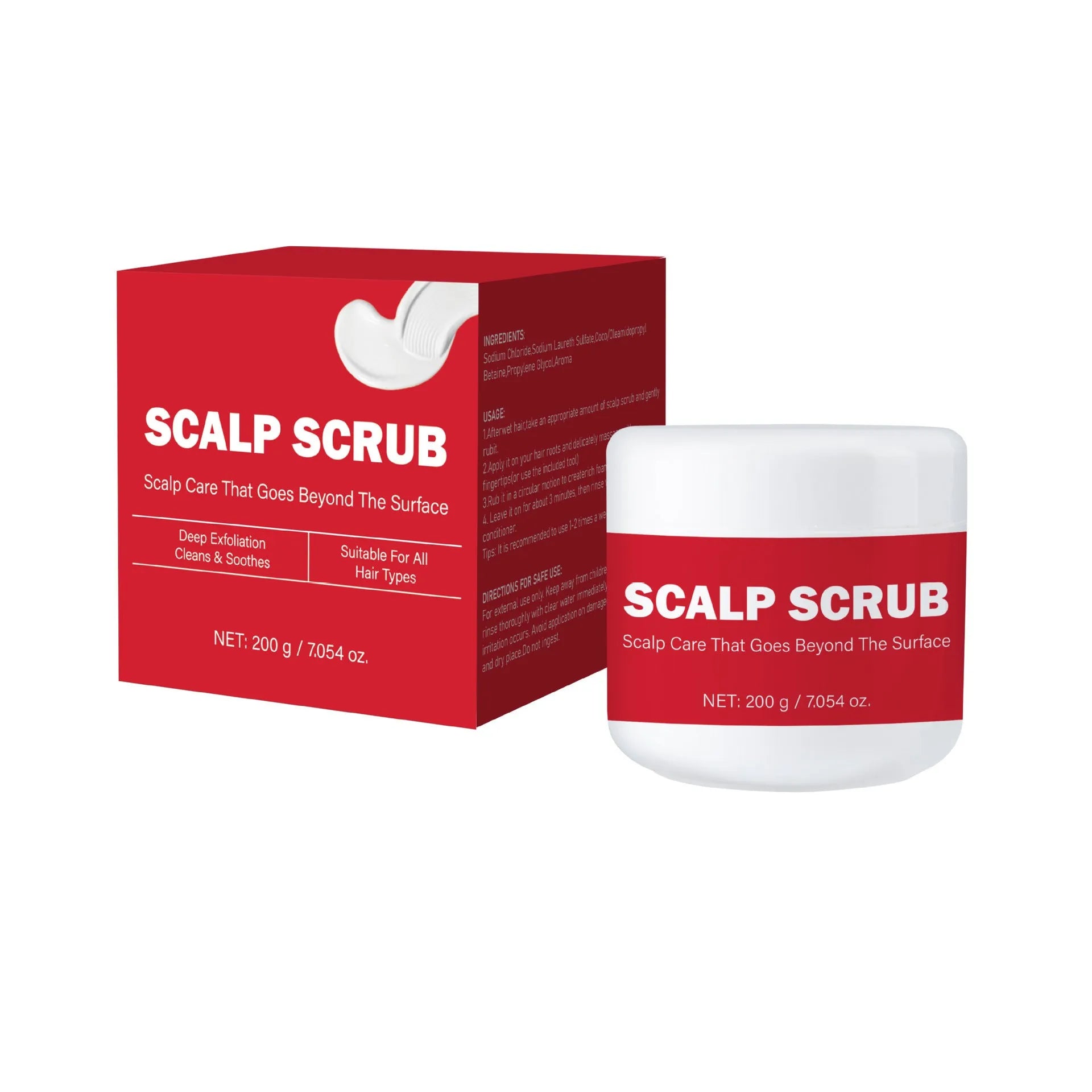 200g bottle of exfoliating anti-itch anti-dandruff shampoo with scrub granules