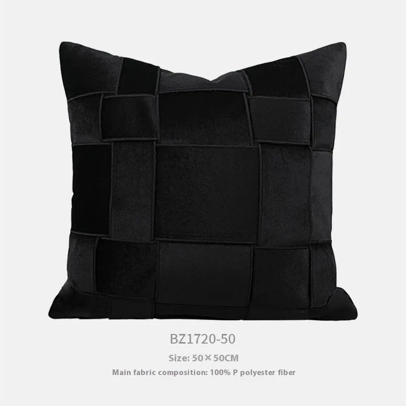 Chenille woven square pillow cushion with feather velvet filler in 50x50cm size