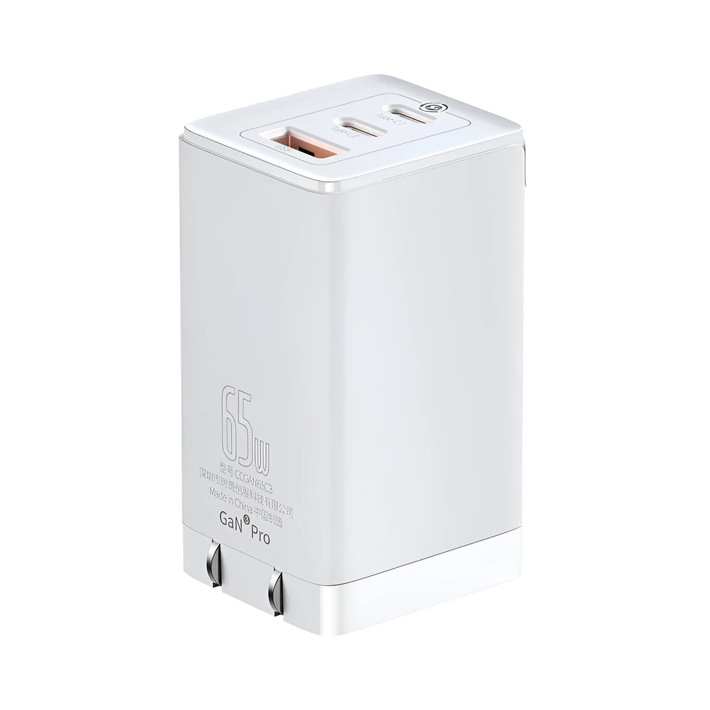 White multi-port vehicle fast charger with USB and Type-C ports for 12V car systems