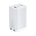 White multi-port vehicle fast charger with USB and Type-C ports for 12V car systems