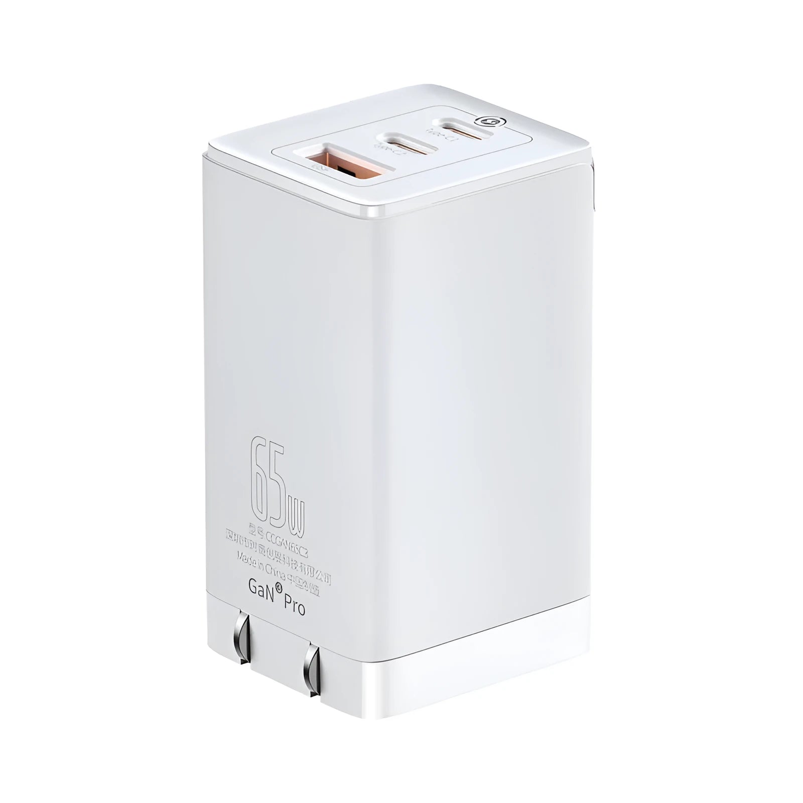 White multi-port vehicle fast charger with USB and Type-C ports for 12V car systems