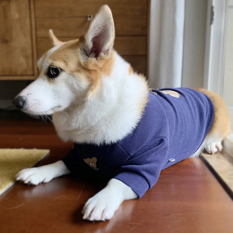 Cotton knitted pet sweater in navy blue for dogs sizes SM to 3XL