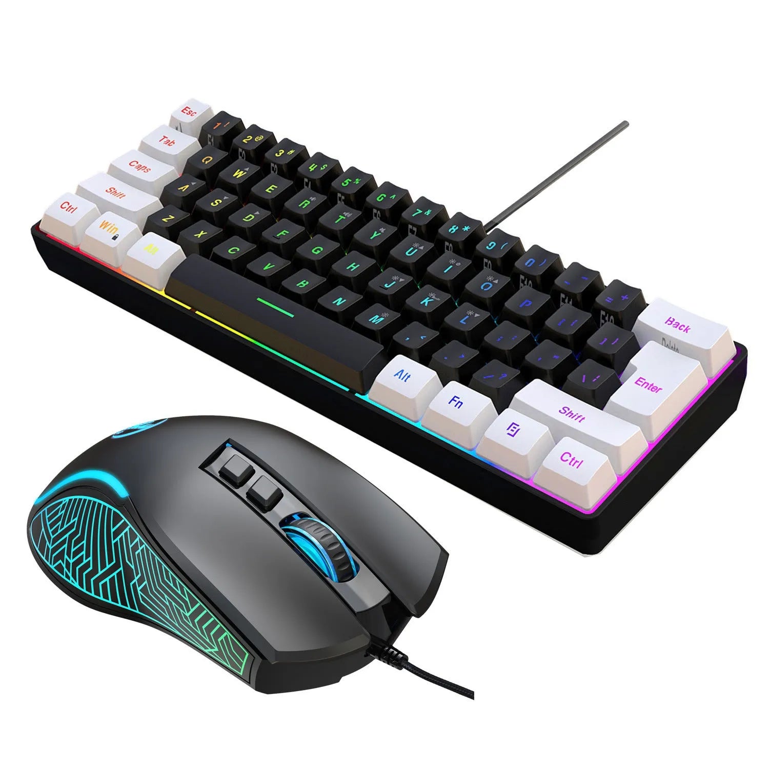 61 key wired membrane keyboard in compact 28.7cm design with USB cable