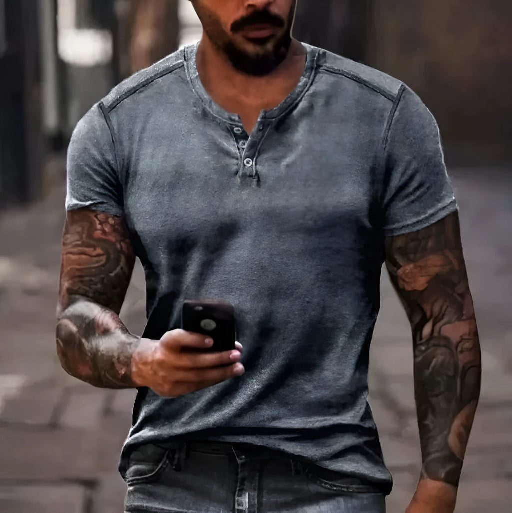 Men's short sleeve polo shirt with lapel button in polyester fabric for sports and casual summer wear