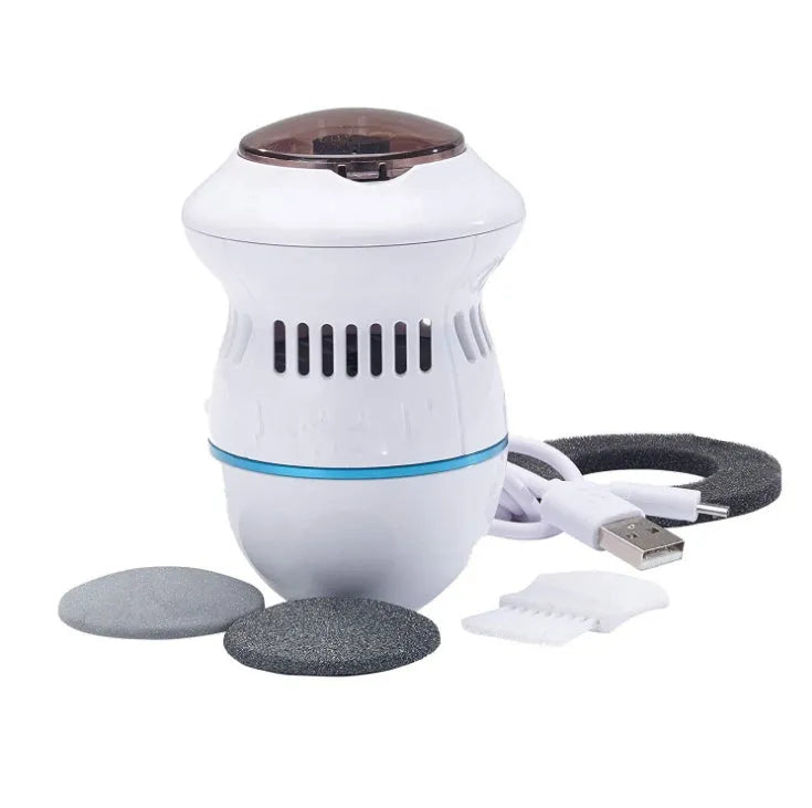 Multifunctional electric foot file grinder in beige with two diamond grinding heads and sponge ring