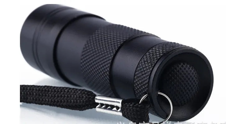 Black UVC LED UV torch light handheld currency detector with rear switch