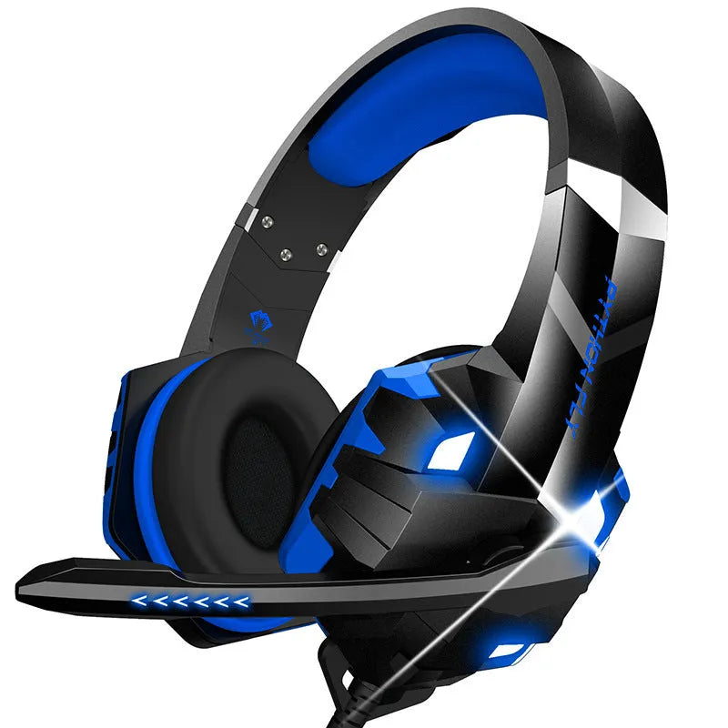 Wired gaming headset with microphone and breathing light in multiple colour options