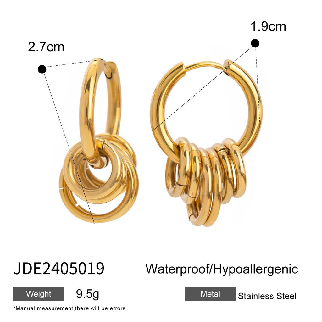 Stainless steel electroplated personality earrings in two colour variations for unisex wear
