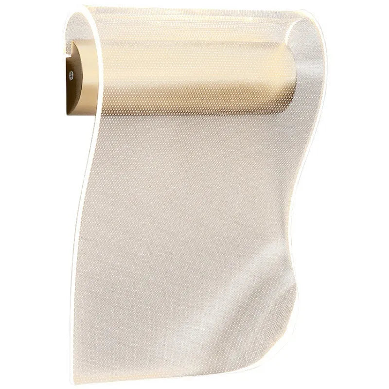 Acrylic and iron wall lamp shown in left bend and right bend orientation options.