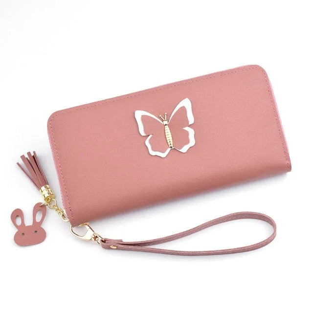 Women's long zip wallet in PU leather with polyester lining, 19.5 x 9.5 x 2.5 cm, shown in green.