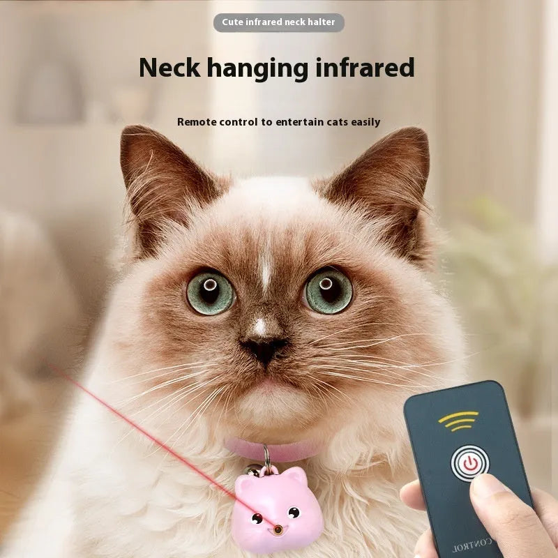 Rechargeable remote control cat halter collar with infrared sensor and adjustable strap