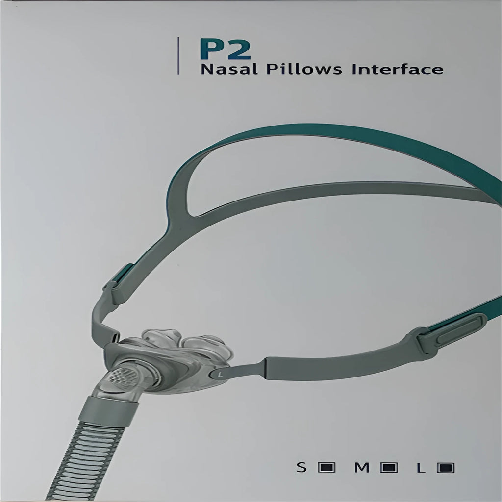 Ventilator nasal pillow replacement accessories with silicone cushions and headband in box packaging