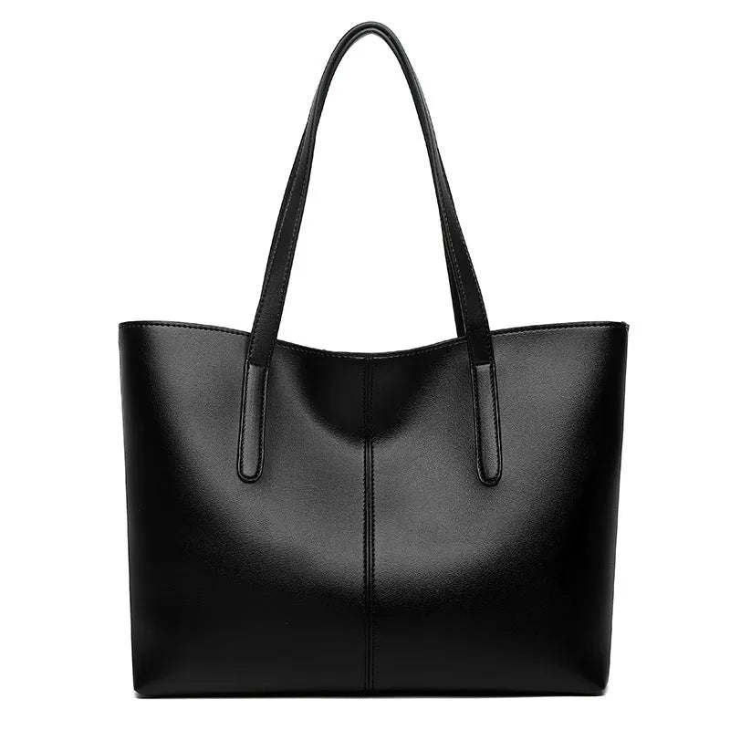 Simple Retro women's horizontal square PU shoulder bag with double straps in 1269 Black, 32x12x26cm