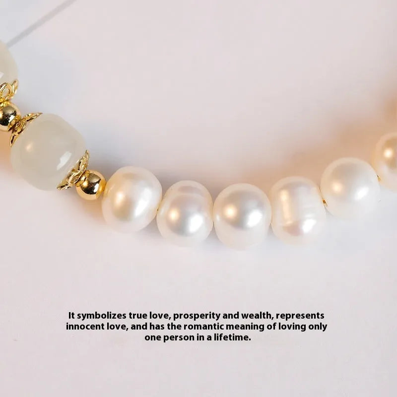 Freshwater pearl bracelet with electroplated diamond charms in Korean style design