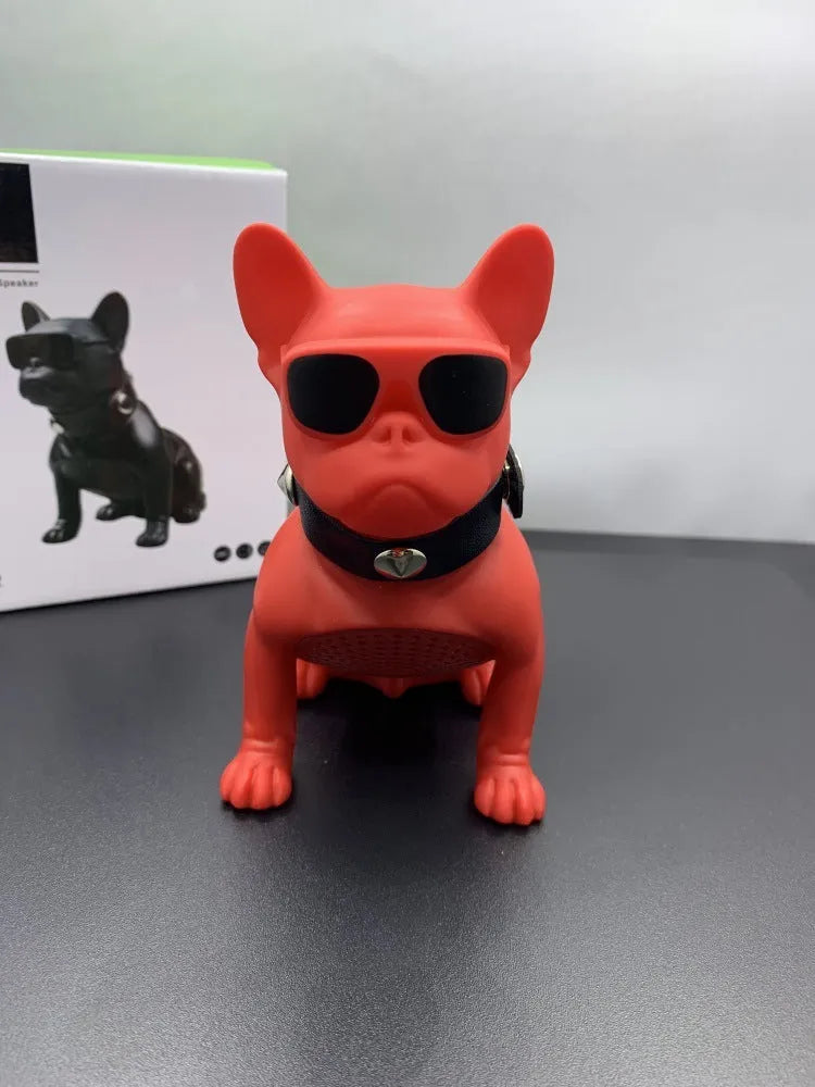 Mini full body bulldog shaped Bluetooth speaker in black, red or white colours