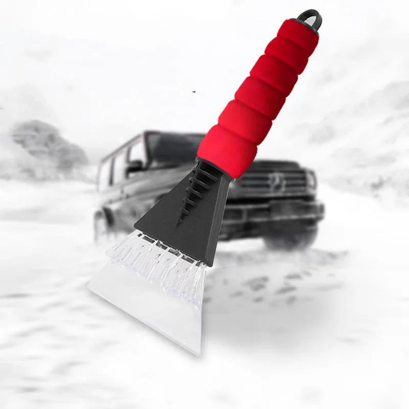 Multifunctional snow shovel with brush, ABS plastic, green or red, 25.4 x 13.4 cm, 66 g winter tool