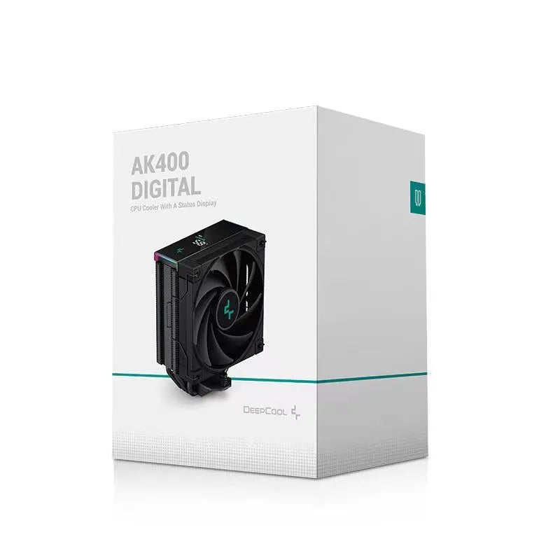 Twin tower CPU air cooler with digital display and copper-aluminium construction