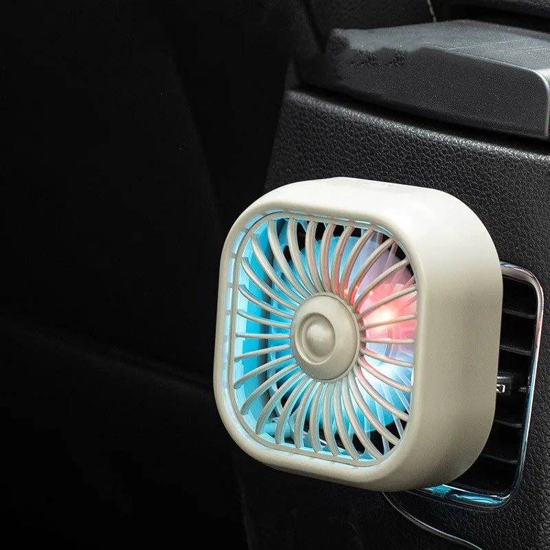 USB car fan for vehicle air vents with three-speed settings and compact design