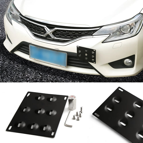 Metal car licence plate holder frame measuring 21x10 cm with screws and nuts for vehicle modification