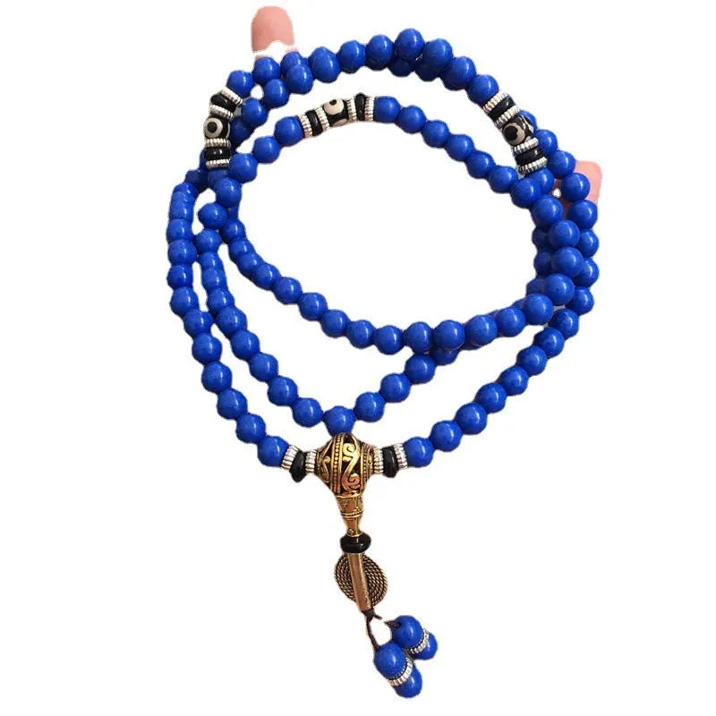 Lapis lazuli multi-circle bracelet with Tibet beads, 8mm beads, modern simplicity style