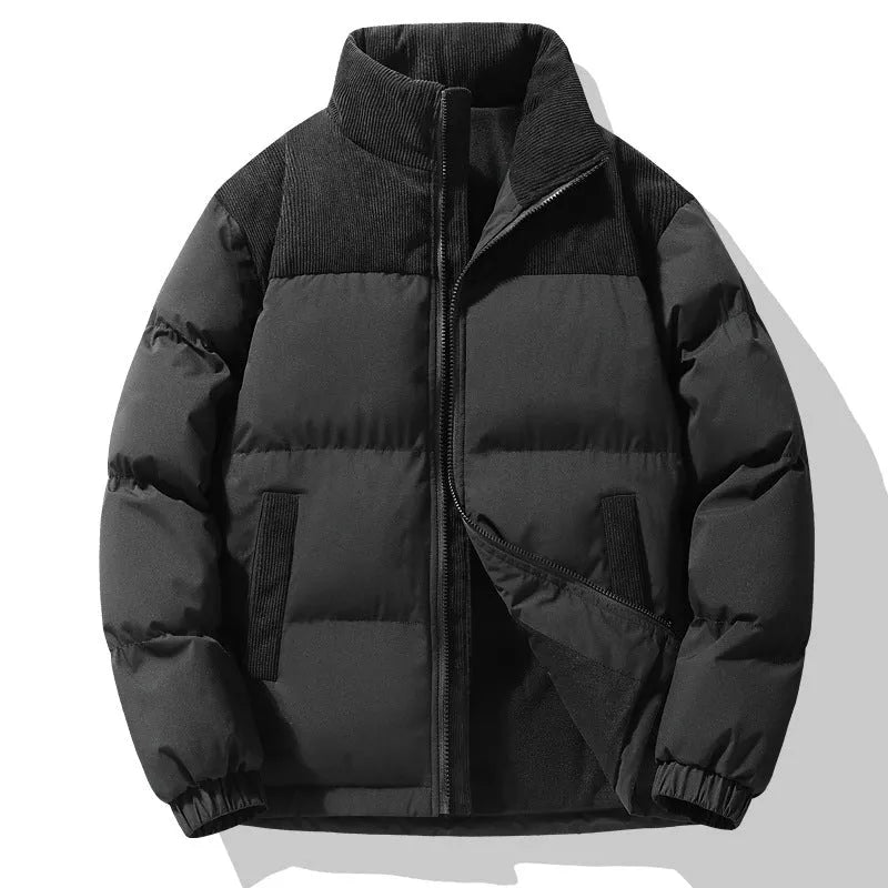 Unisex winter stand-collar padded coat in solid colour with side seam pockets, polyester material, available in multiple colours
