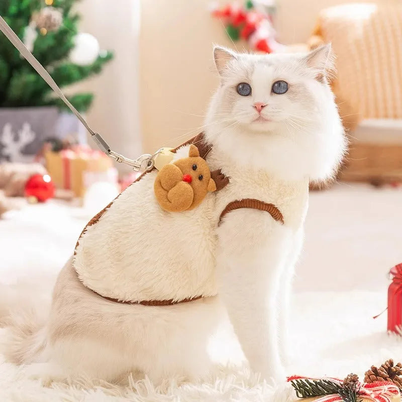 Plush warm dog coat jacket for small breeds, fleece material, Santa Claus design, sizes S and XS