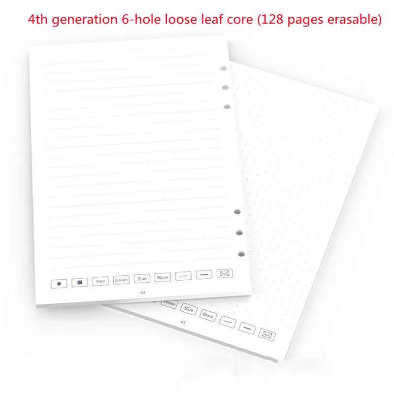 Loose spiral notebook paper core with 64 pages of Zodiac Forest Paper and a set of nine ballpoint, pencil, and plastic pen refills.