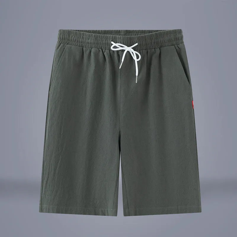 Cotton and linen cropped trousers in a solid colour with a drawstring mid waist.