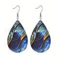A pair of trendy acrylic drop earrings with a flat branch knot design, shown in style 1 and style 2 variations.
