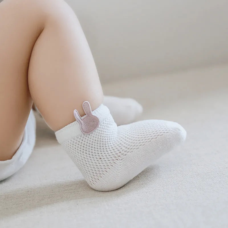 Newborn cotton summer mesh socks for babies 0-5 years, available in multiple colour styles and sizes