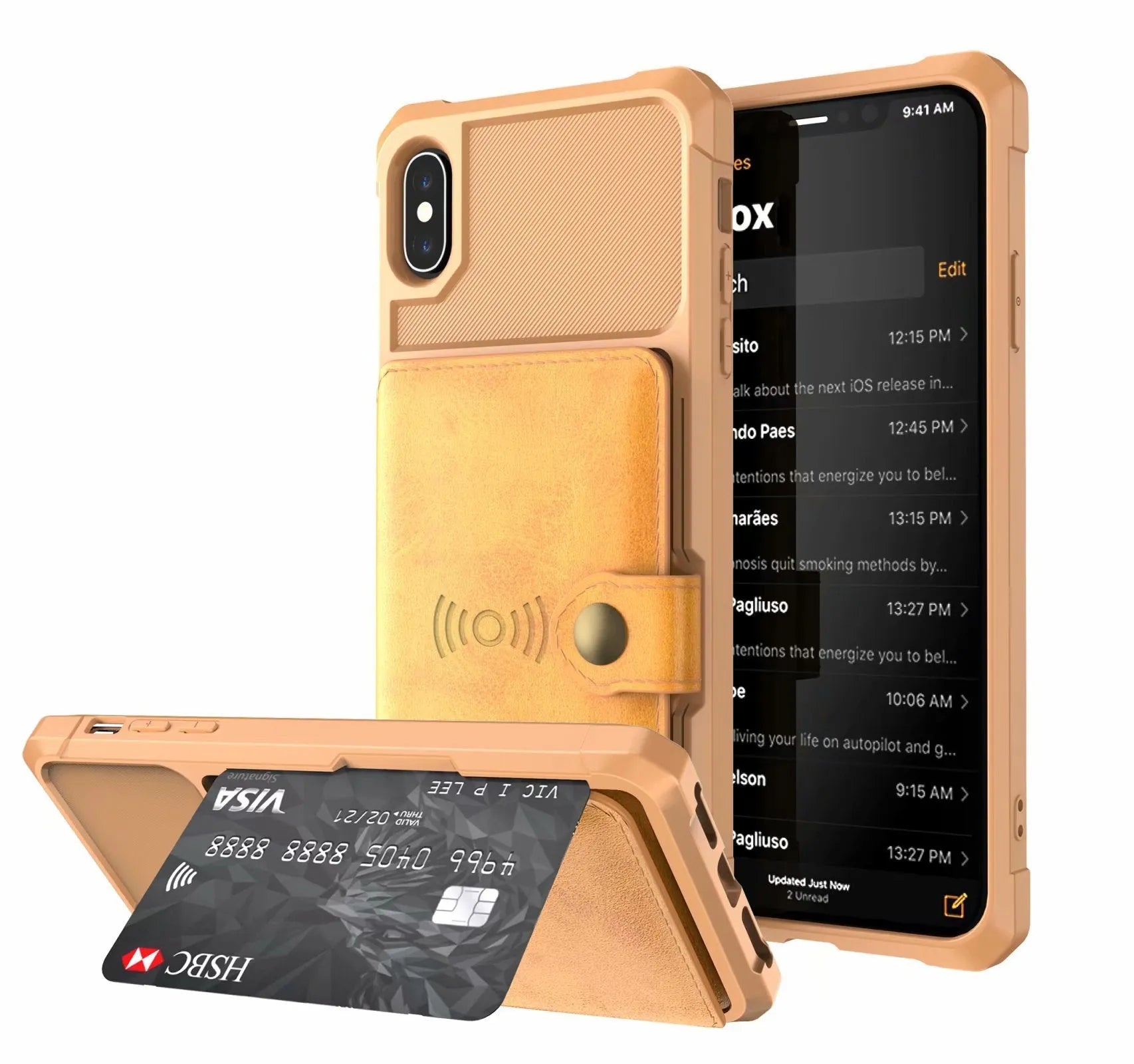 Geometric pattern hard PU phone case in black, shown on an iPhone.