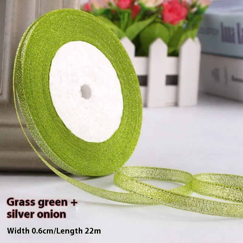 Polyester gift packaging ribbon roll in selected colour, 0.6cm wide decorative band
