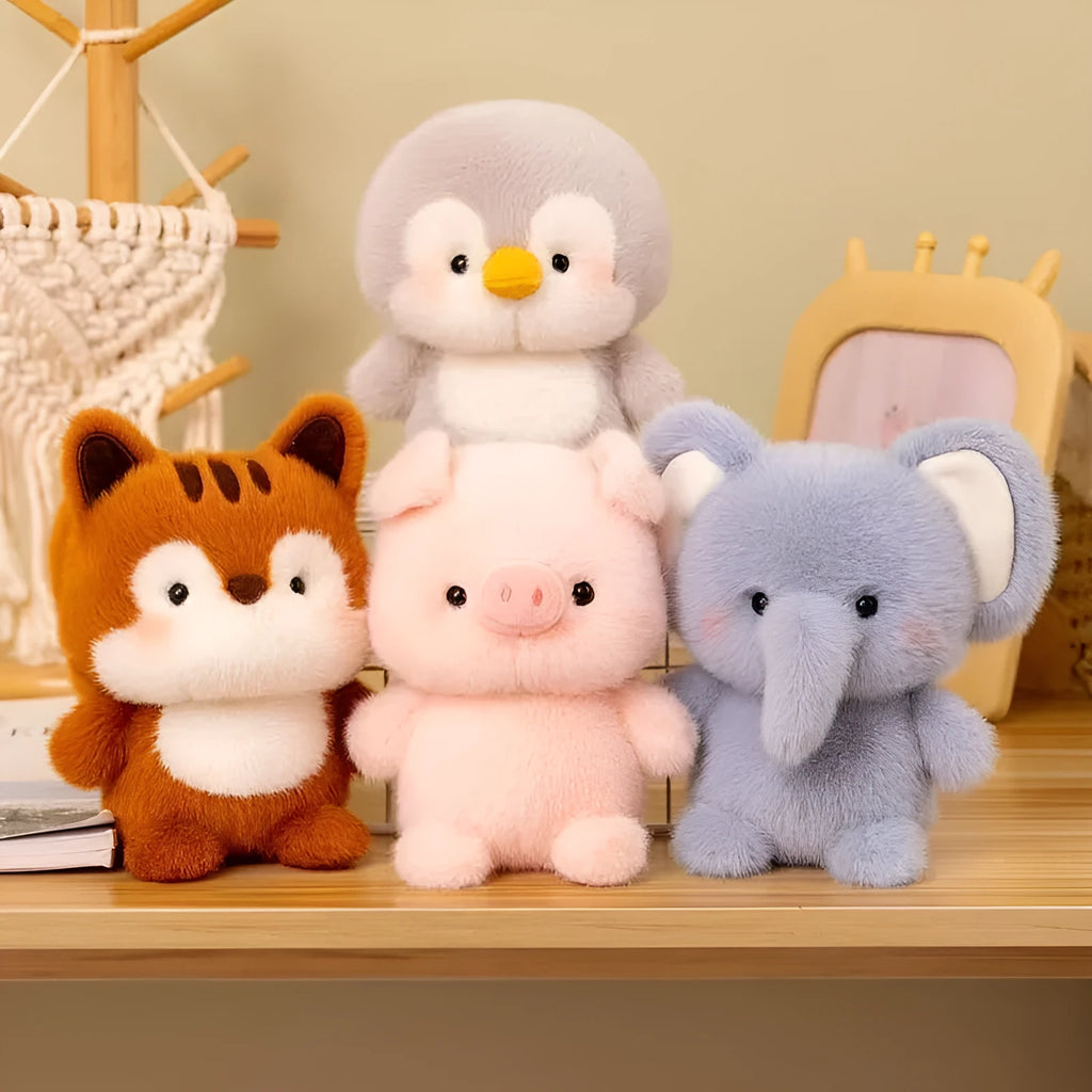 16cm short plush animal toy doll with PP cotton filling, available in bear and elephant colour options, for table decoration