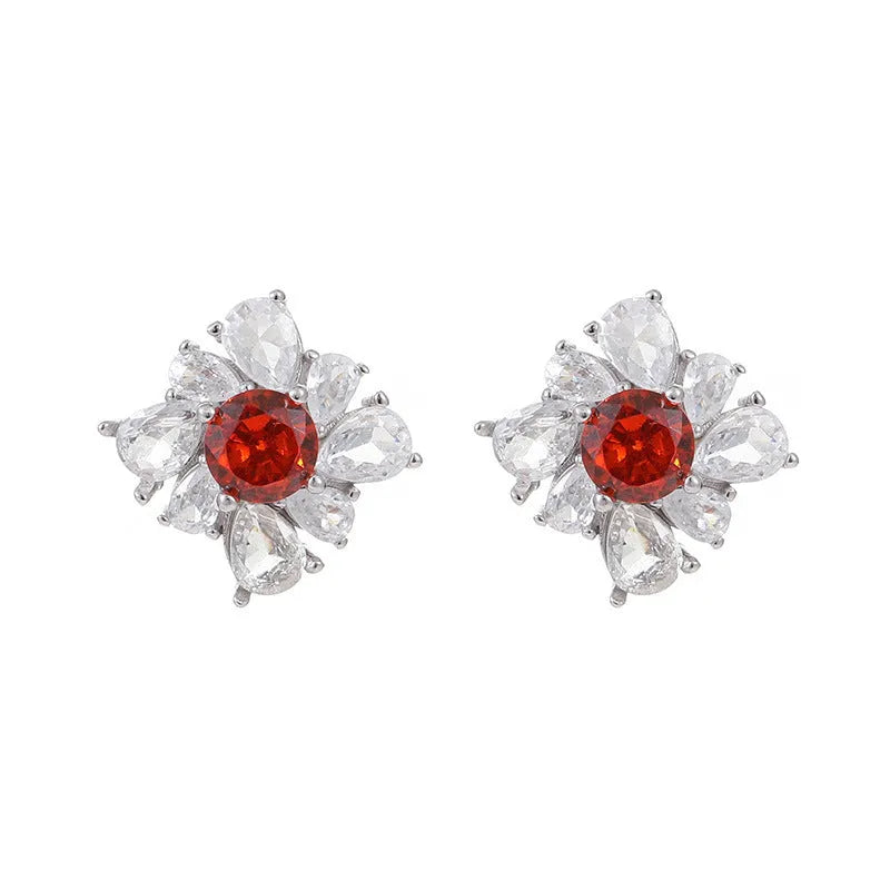 Women's retro geometric earrings in 925 sterling silver with white gold electroplated finish showing U-shaped design