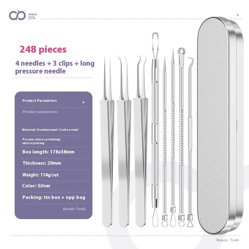 Four metal acne needles with ultra fine points, shown in assorted colours from a 33-option range.
