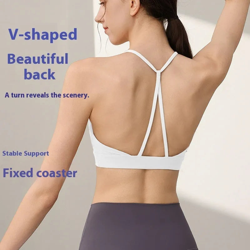 Women's nylon sports vest with fixed double shoulder straps in various colours for running and workout activities
