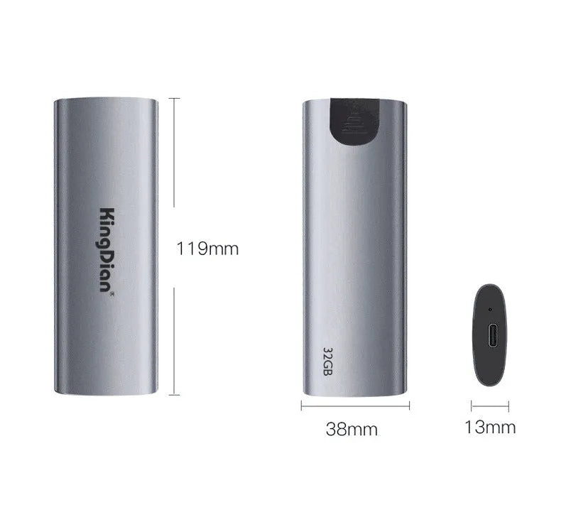Grey USB 3.0 mobile SSD hard drive for direct smartphone connection