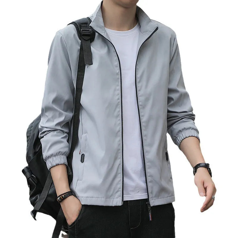 Korean style loose fit autumn jacket in various colours with zip closure and regular sleeves