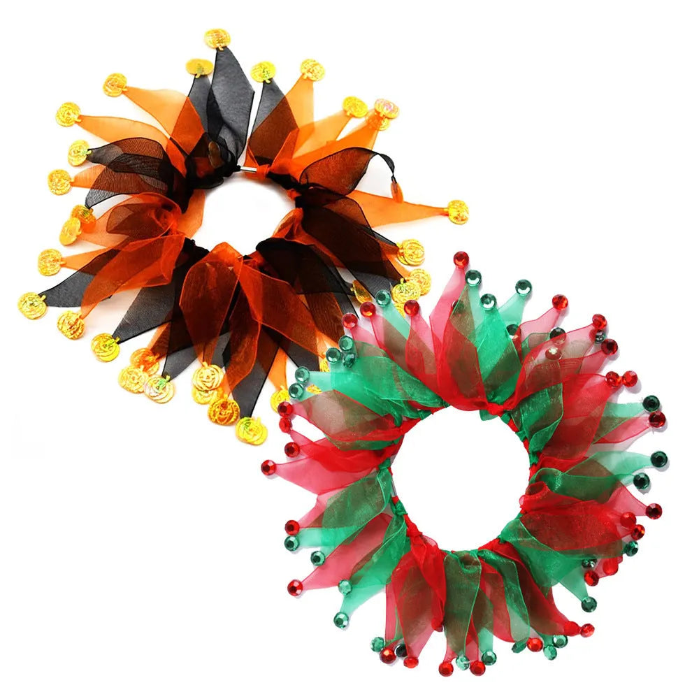 Tie-dyed cloth dog collar in seasonal colours including Christmas and Halloween styles