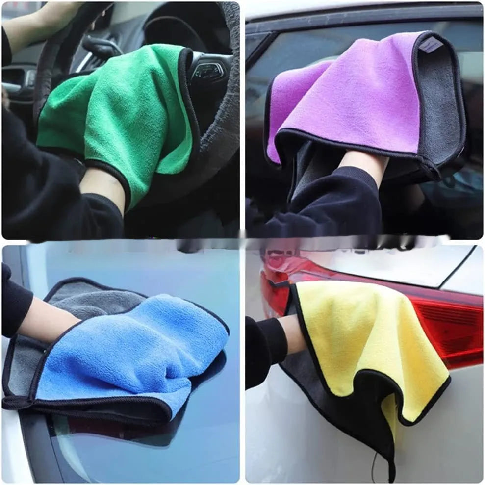 Yellow thickened absorbent coral fleece car wipes 5-piece set for cleaning