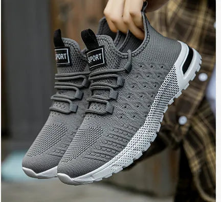 Men's solid colour casual shoes with mesh upper in Army Green, shown on a size 42 foot.