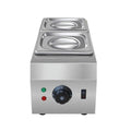 Commercial electric chocolate melting machine with double pot and digital temperature control display.