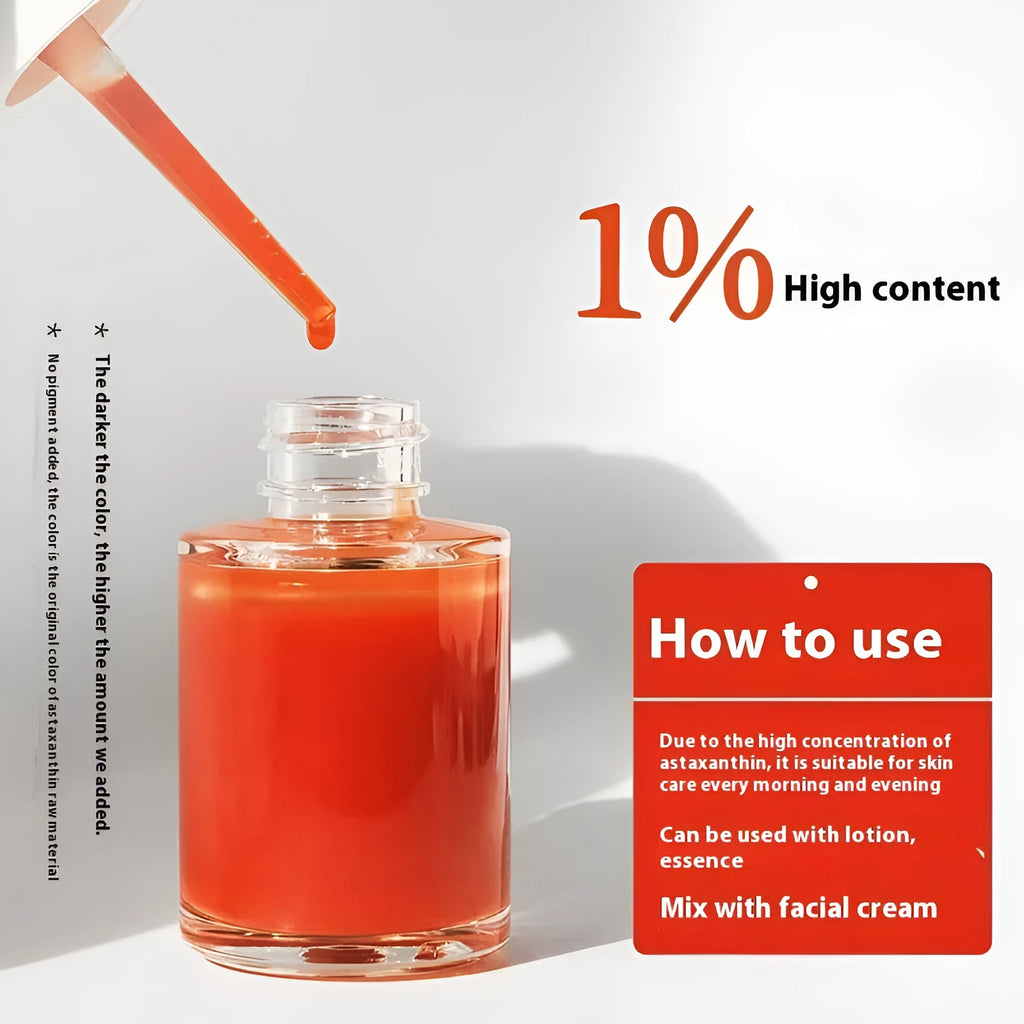 Astaxanthin Essence facial serum for brightening hydration and tightening in 30ml or 100ml bottle