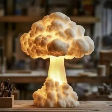Modern atomic bomb mushroom cloud shaped table lamp with USB power socket.