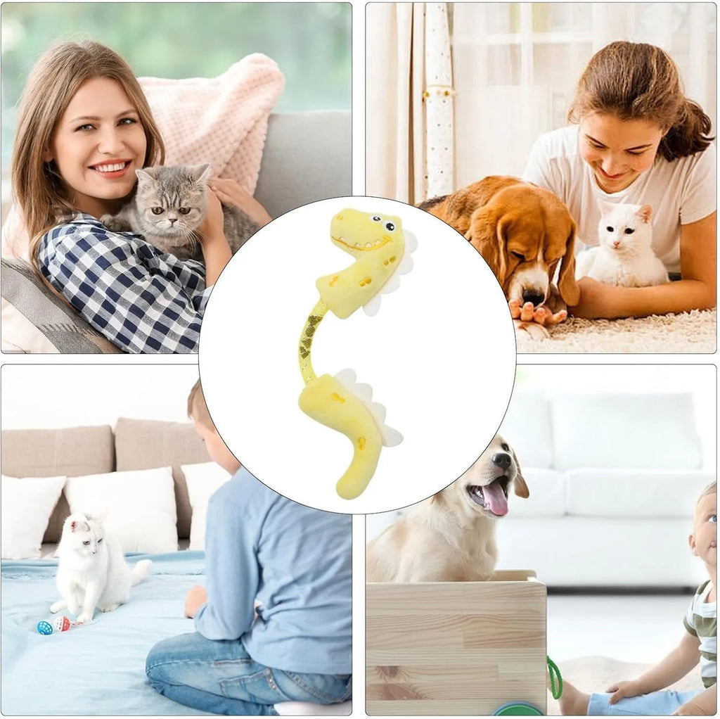 Cat toy bundle with chew toy, catnip ropes, springs and kicker in pink, purple or yellow measuring 23 by 6 cm